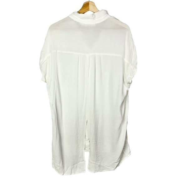ASTR White Paulina Short Sleeve Split Hem Blouse L - Picture 3 of 6